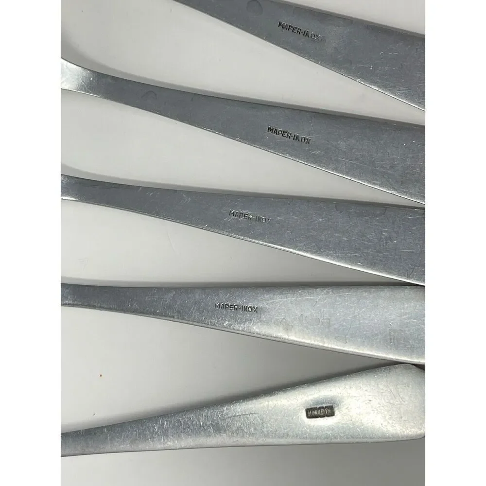 Maper-Inox Stainless Pointed Tip Handle Dinner Place Forks 7.75” Set Of 5 MCM